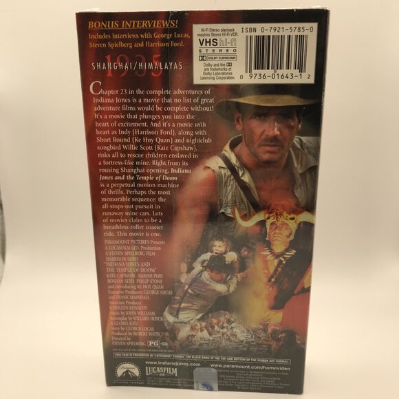 Indiana Jones and the temple of doom VHS  + Peacock Eye Sealed NEW Collectible - Picture 3 of 14